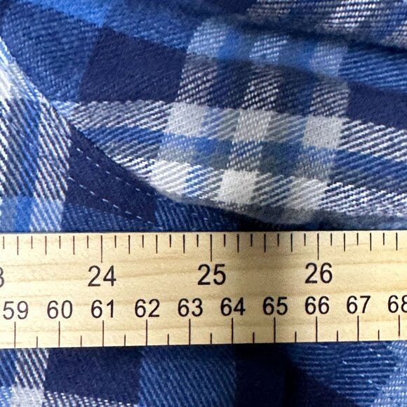 Brazos Work Force Jacket Hooded Button Up Men XL Blue Plaid Puff Insulated Heavy - Picture 8 of 14